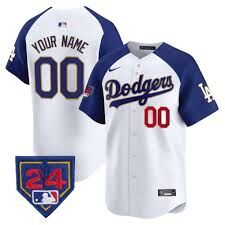 Nike Los Angeles Dodgers Custom White fashion with 24 patch Authentic Stitched MLB Jersey
