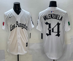 Nike Los Angeles Dodgers #34 Fernando Valenzuela White 5(V) Joint MLB Jersey