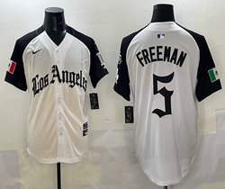 Nike Los Angeles Dodgers #5 Freddie Freeman White Black 5(V) Joint MLB Jersey