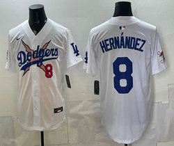 Nike Los Angeles Dodgers X One Piece #8 Enrique Hernández White Premier Baseball Jersey