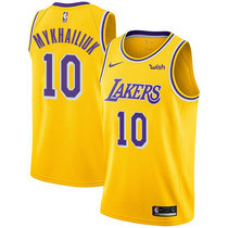 Nike Los Angeles Lakers #10 Sviatoslav Mykhailiuk Gold Game Authentic Stitched NBA Jersey