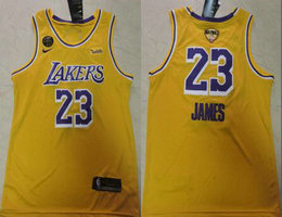 Nike Los Angeles Lakers #23 Lebron James Gold 2020 With final patch Authentic Stitched NBA Jersey