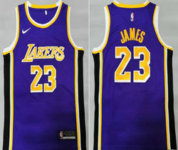 Nike Los Angeles Lakers #23 Lebron James Purple Game Authentic Stitched NBA Jersey