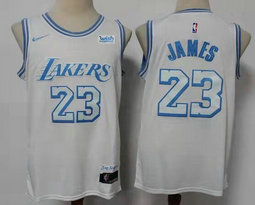 Nike Los Angeles Lakers #23 Lebron James White City 20-21 Authentic Stitched NBA Jersey