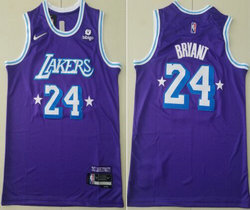 Nike Los Angeles Lakers #24 Kobe Bryant Purple City 75th anniversary With Advertising Authentic Stitched NBA jersey