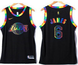 Nike Los Angeles Lakers #6 Lebron James Black Flashion jersey