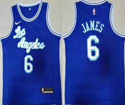 Nike Los Angeles Lakers #6 Lebron James Blue Authentic Stitched NBA Jersey