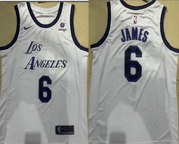 Nike Los Angeles Lakers #6 Lebron James White 22-23 With Advertising Authentic Stitched NBA Jersey