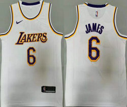 Nike Los Angeles Lakers #6 Lebron James White Authentic Stitched NBA Jersey