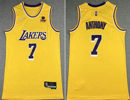 Nike Los Angeles Lakers #7 Carmelo Anthony Gold 2021-2022 With Advertising Authentic Stitched NBA Jersey