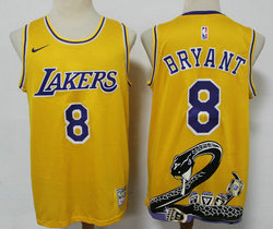 Nike Los Angeles Lakers #8 Kobe Bryant Gold Snake Mamba Authentic Stitched NBA Jersey