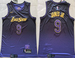 Nike Los Angeles Lakers #9 Bronny James Jr. Purple 2024-25 City Stitched Jersey