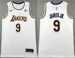 Nike Los Angeles Lakers #9 Bronny James Jr. White 2024 Draft Icon Edition Stitched Basketball Jersey