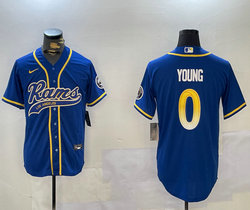 Nike Los Angeles Rams #0 Byron Young Royal Joint adults Authentic Stitched baseball jersey
