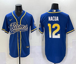 Nike Los Angeles Rams #12 Puka Nacua Royal Joint Baseball Jersey