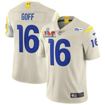 Nike Los Angeles Rams #16 Jared Goff Cream 2022 Super Bowl LVI Patch Vapor Untouchable Authentic Stitched NFL Jerseys