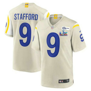 Nike Los Angeles Rams #9 Matthew Stafford Cream Super Bowl LX 60 Patch Jersey