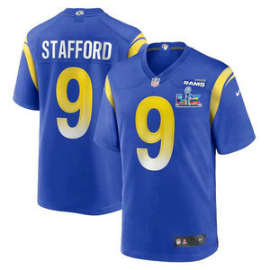Nike Los Angeles Rams #9 Matthew Stafford Royal Super Bowl LX 60 Patch Jersey