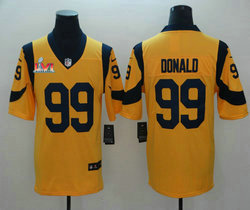 Nike Los Angeles Rams #99 Aaron Donald Gold 2022 Super Bowl LVI Patch Vapor Untouchable Authentic Stitched NFL Jerseys