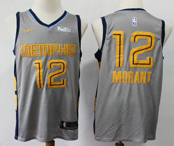 Nike Memphis Grizzlies #12 Ja Morant Gray City Game With Advertising Authentic Stitched NBA Jersey