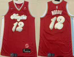 Nike Memphis Grizzlies #12 Ja Morant Red 2024-25 City With Advertising Stitched Jersey