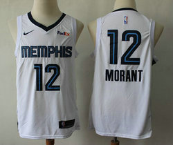 Nike Memphis Grizzlies #12 Ja Morant White Game With Advertising Authentic Stitched NBA Jersey