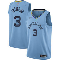 Nike Memphis Grizzlies #3 Allen Iverson Lihgt Blue Game Authentic Stitched NBA Jersey