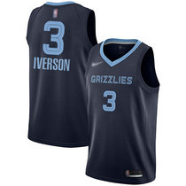 Nike Memphis Grizzlies #3 Allen Iverson Navy Blue Game Authentic Stitched NBA Jersey