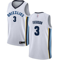 Nike Memphis Grizzlies #3 Allen Iverson White Game Authentic Stitched NBA Jersey