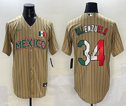 Nike Mexico #34 Fernando Valenzuela Stripes color name and number Joint baseball jersey