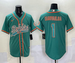 Nike Miami Dolphins #1 Tua Tagovailoa Green Joint Stitched baseball jersey