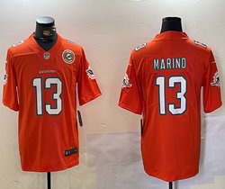 Nike Miami Dolphins #13 Dan Marino Aqua Orange Team Patch Authentic stitched NFL jersey