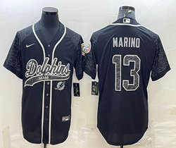 Nike Miami Dolphins #13 Dan Marino Black Reflective Authentic Stitched baseball jersey