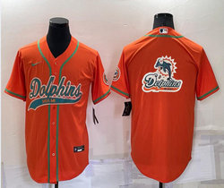 Nike Miami Dolphins Blank Orange Joint adults Big Logo Authentic Stitched baseball jersey