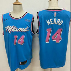 Nike Miami Heat #14 Tyler Herro 2020 Light Blue Game With Advertising Authentic Stitched NBA jersey