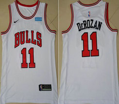 Nike Chicago Bulls #11 DeMar DeRozan White With Advertising Authentic Stitched NBA Jersey