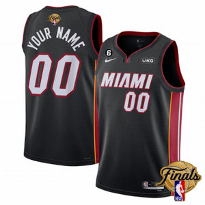 Nike Miami Heat Customized Black 2023 Finals 6 patch With Advertising Authentic Stitched NBA Jersey
