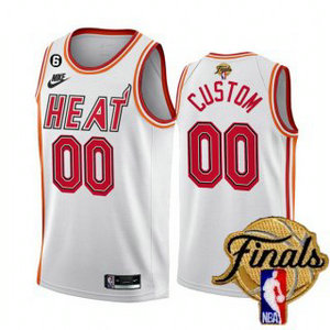 Nike Miami Heat Customized White classic 2023 Finals 6 patch With Advertising Authentic Stitched NBA Jersey