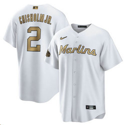 Nike Miami Marlins #2 Jazz Chisholm Jr. White 2022 All Star Authentic Stitched MLB Jersey