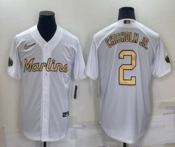 Nike Miami Marlins #2 Jazz Chisholm Jr. White 2022 All Star Authentic Stitched MLB Jersey