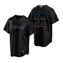 Nike Miami Marlins #22 Sandy Alcantara Black Game Authentic Stitched MLB Jersey