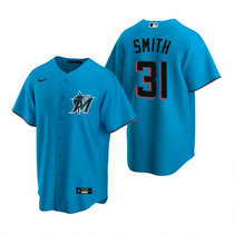 Nike Miami Marlins #31 Caleb Smith Blue Game Authentic Stitched MLB Jersey
