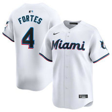 Nike Miami Marlins #4 Nick Fortes White 2024 Authentic Stitched MLB Jersey