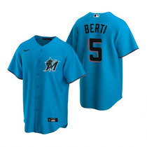 Nike Miami Marlins #5 Jon Berti Blue Game Authentic Stitched MLB Jersey