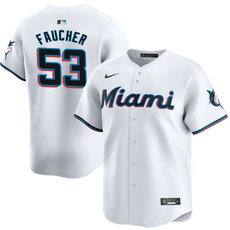 Nike Miami Marlins #53 Calvin Faucher White 2024 Authentic Stitched MLB Jersey