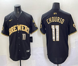Nike Milwaukee Brewers #11 Jackson Chourio Navy Authentic Stitched MLB Jersey