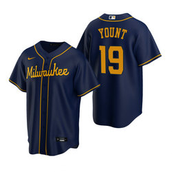Nike Milwaukee Brewers #19 Robin Yount Navy Game Authentic Stitched MLB Jersey