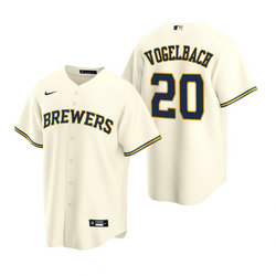 Nike Milwaukee Brewers #20 Daniel Vogelbach Cream Game Authentic Stitched MLB Jersey