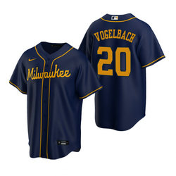 Nike Milwaukee Brewers #20 Daniel Vogelbach Navy Game Authentic Stitched MLB Jersey