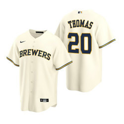 Nike Milwaukee Brewers #20 Gorman Thomas Cream Game Authentic Stitched MLB Jersey